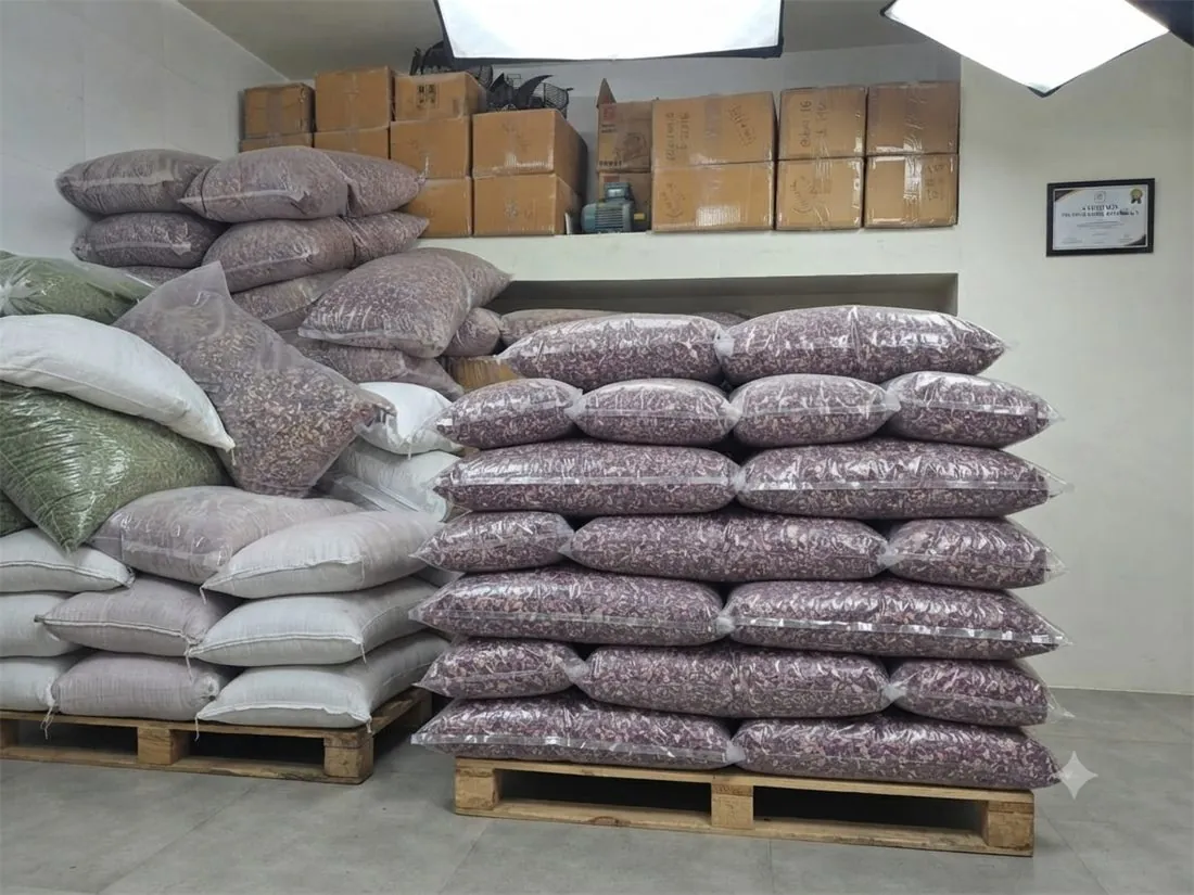 Palletised export-ready stock inspected before container loading